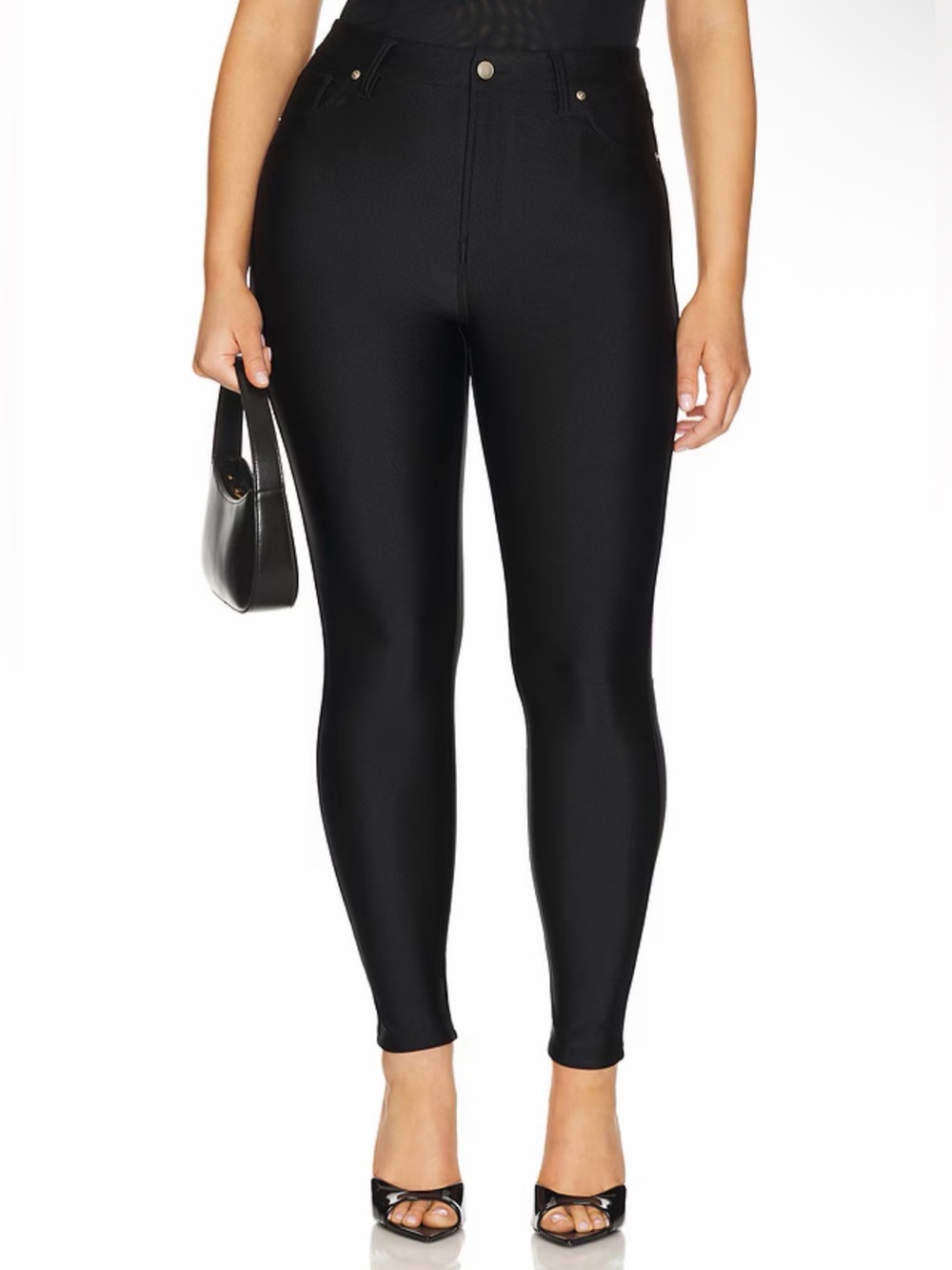 NWT Good American Compression Shine Good Waist Leggings Black Size 22 Plus
